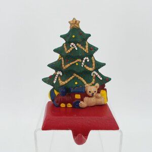 Vintage Cast Iron Christmas Stocking Hanger Tree Train Bear Candy Canes
